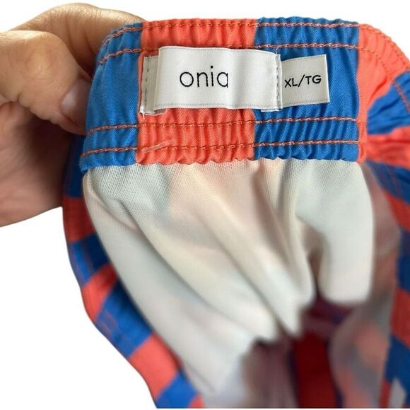 Onia The Calder Salmon Periwinkle Blue Striped Swim Trunks Size XL Revolve - Picture 3 of 9